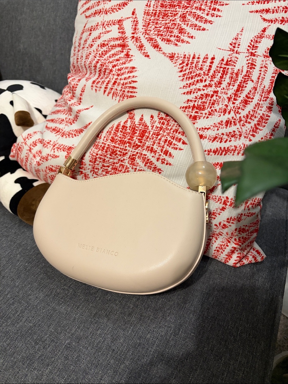 Nellie Bianco Cream Curved Top-Handle Shoulder Bag